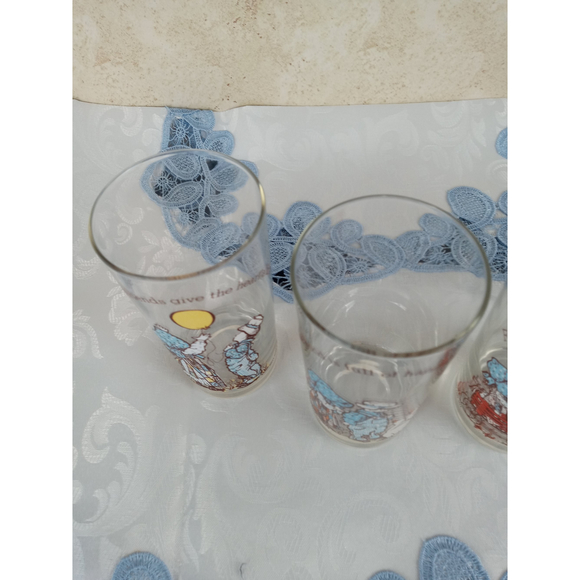 Vintage 1970's American Greetings Holly Hobbie Tumbler Glasses Blue Set of 4 - Picture 2 of 7